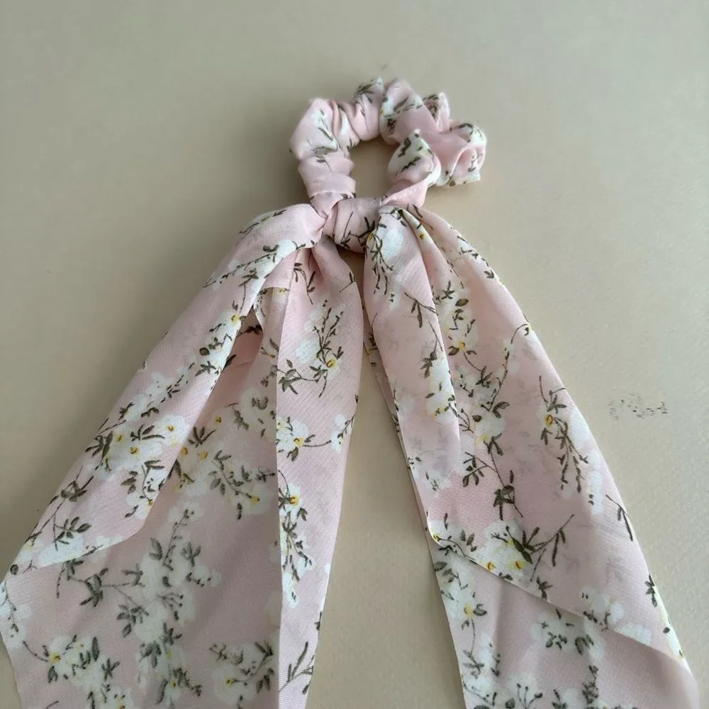 Floral Pink Hair Scrunchie K80